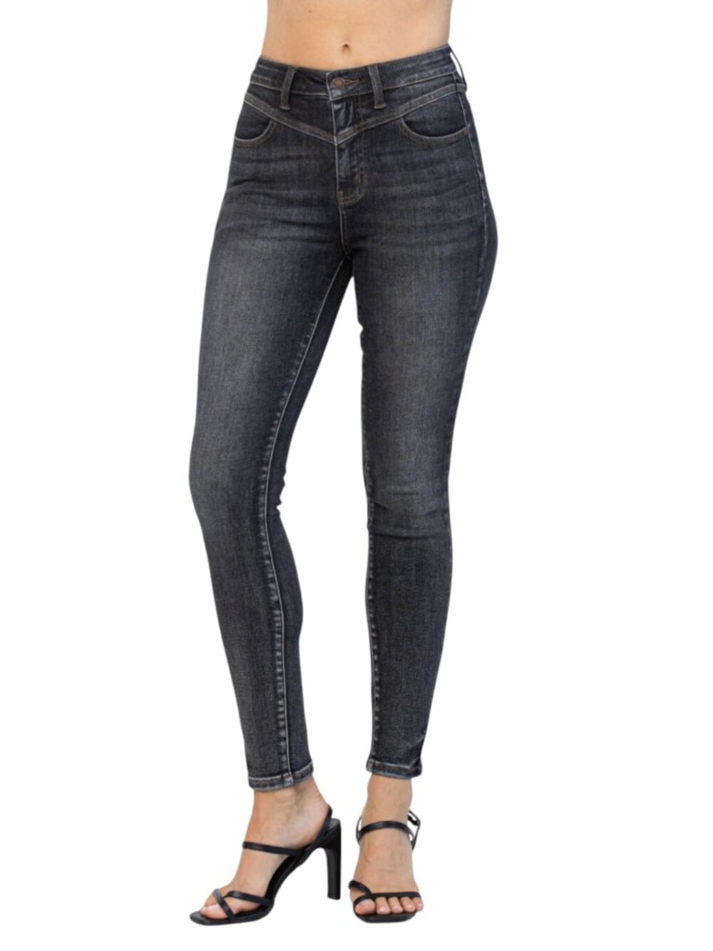 Judy Blue Skinny High Rise Front Yoke Black Jeans